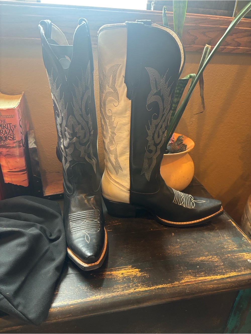 Freebird by Steven Two-Tone Black and White Western Heeled Boots